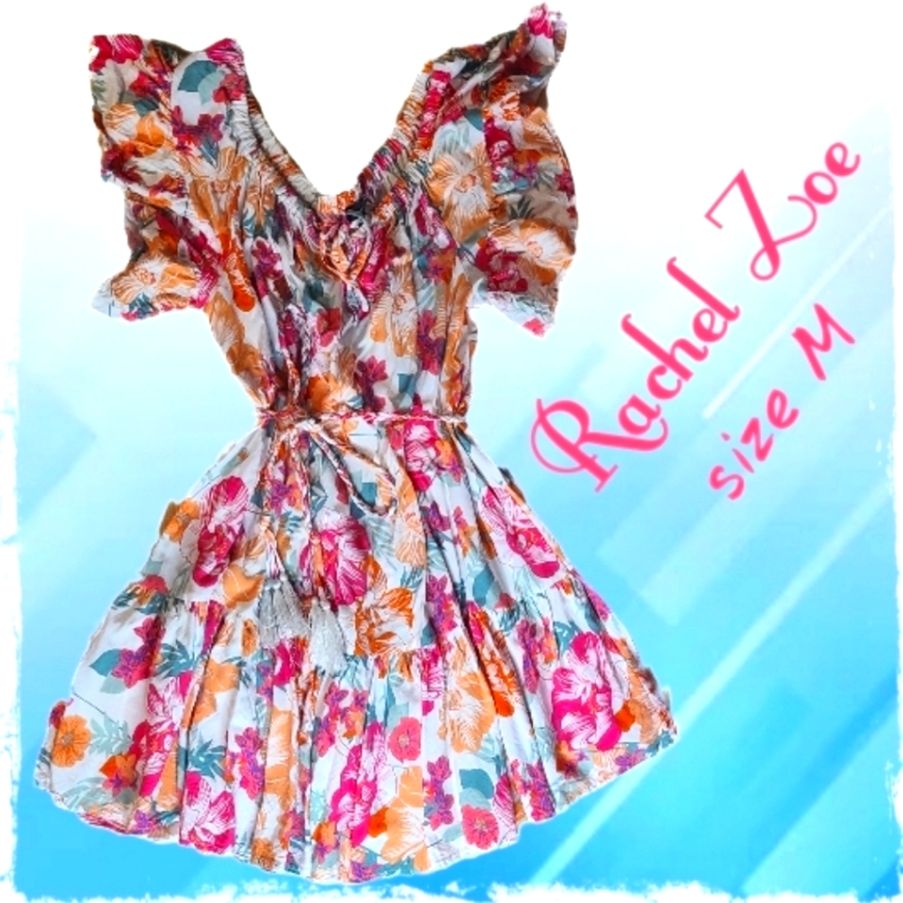 Rachel Zoe multicolored feminine pink floral mini dress size M